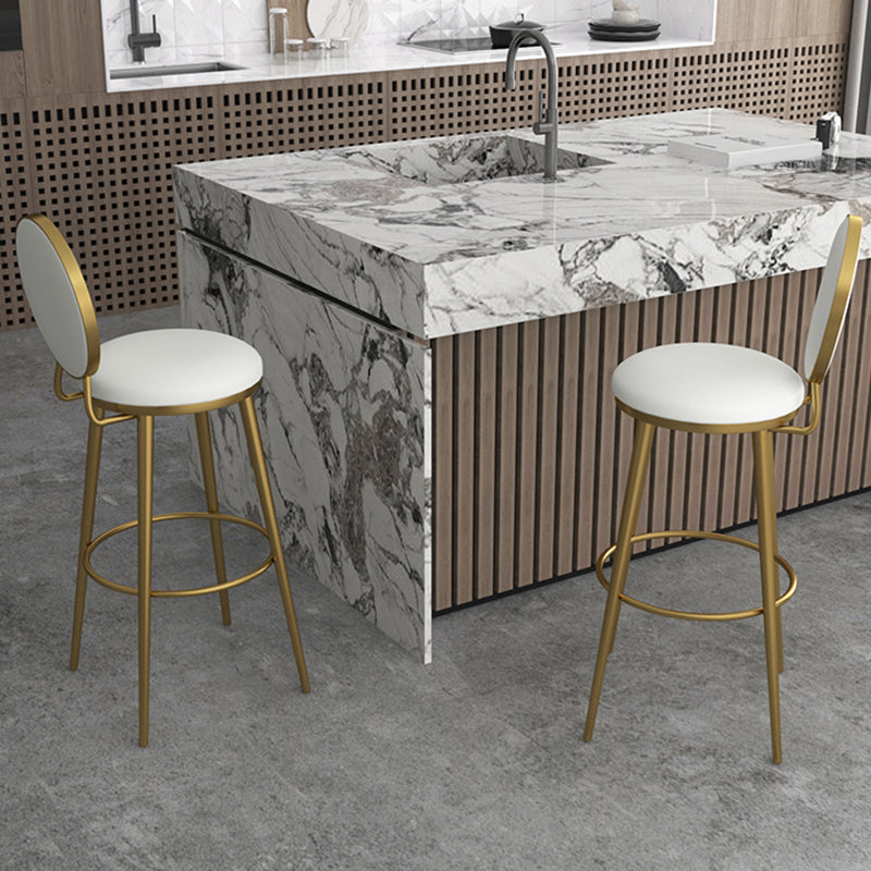 Glam Counter Bar Stool Backrest Leather Bar Stool with Footrest, Iron Base Clearhalo 'Bar Furniture' 'Bar Stools' 'bar_stools' 'furn' 'furn_bar_stools' 'furniture_bar_stools' 'Kitchen & Dining Furniture' 'kitchen&dining_furn' 'kitchen' 'kitchen_furn' Furniture' 4544923