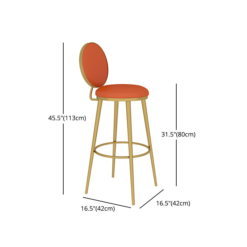 Glam Counter Bar Stool Backrest Leather Bar Stool with Footrest, Iron Base Clearhalo 'Bar Furniture' 'Bar Stools' 'bar_stools' 'furn' 'furn_bar_stools' 'furniture_bar_stools' 'Kitchen & Dining Furniture' 'kitchen&dining_furn' 'kitchen' 'kitchen_furn' Furniture' 4544929