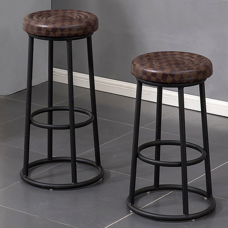 Modern Round Bar Stool Footrest Backless Counter and Bar Stool with Iron Legs Clearhalo 'Bar Furniture' 'Bar Stools' 'bar_stools' 'furn' 'furn_bar_stools' 'furniture_bar_stools' 'Kitchen & Dining Furniture' 'kitchen&dining_furn' 'kitchen' 'kitchen_furn' Furniture' 4544930