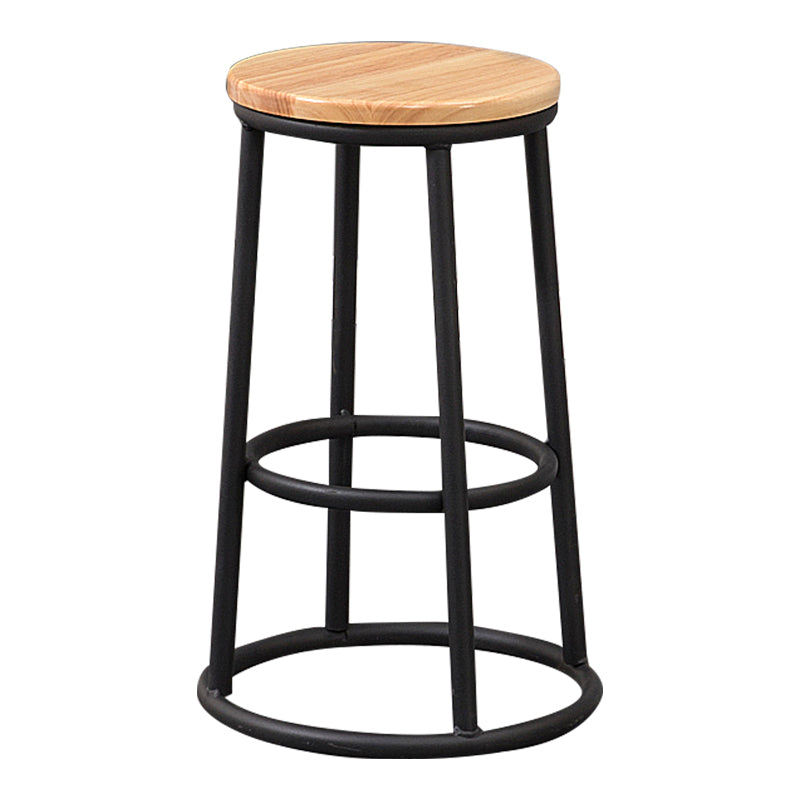Modern Round Bar Stool Footrest Backless Counter and Bar Stool with Iron Legs Wood 1 Piece Clearhalo 'Bar Furniture' 'Bar Stools' 'bar_stools' 'furn' 'furn_bar_stools' 'furniture_bar_stools' 'Kitchen & Dining Furniture' 'kitchen&dining_furn' 'kitchen' 'kitchen_furn' Furniture' 4544933