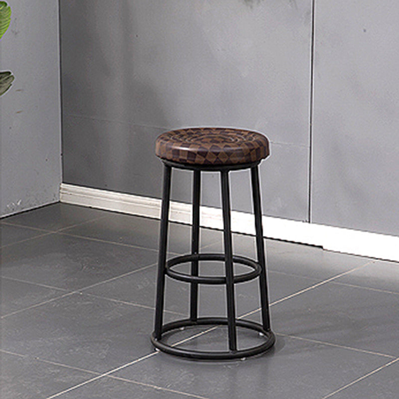 Modern Round Bar Stool Footrest Backless Counter and Bar Stool with Iron Legs Clearhalo 'Bar Furniture' 'Bar Stools' 'bar_stools' 'furn' 'furn_bar_stools' 'furniture_bar_stools' 'Kitchen & Dining Furniture' 'kitchen&dining_furn' 'kitchen' 'kitchen_furn' Furniture' 4544935