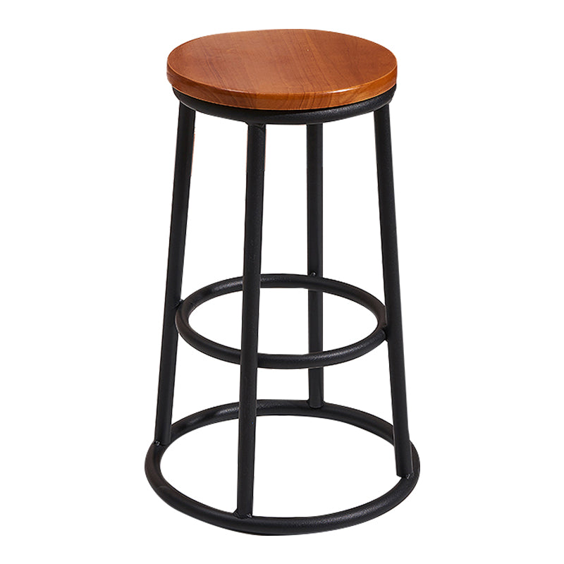Modern Round Bar Stool Footrest Backless Counter and Bar Stool with Iron Legs Walnut 1 Piece Clearhalo 'Bar Furniture' 'Bar Stools' 'bar_stools' 'furn' 'furn_bar_stools' 'furniture_bar_stools' 'Kitchen & Dining Furniture' 'kitchen&dining_furn' 'kitchen' 'kitchen_furn' Furniture' 4544936