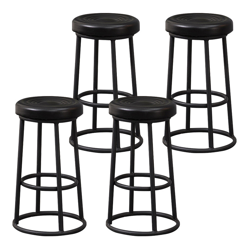 Modern Round Bar Stool Footrest Backless Counter and Bar Stool with Iron Legs Black 4 Piece Set Clearhalo 'Bar Furniture' 'Bar Stools' 'bar_stools' 'furn' 'furn_bar_stools' 'furniture_bar_stools' 'Kitchen & Dining Furniture' 'kitchen&dining_furn' 'kitchen' 'kitchen_furn' Furniture' 4544946