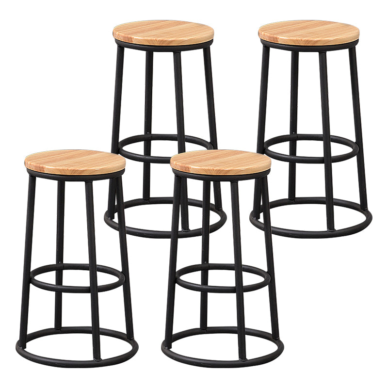 Modern Round Bar Stool Footrest Backless Counter and Bar Stool with Iron Legs Wood 4 Piece Set Clearhalo 'Bar Furniture' 'Bar Stools' 'bar_stools' 'furn' 'furn_bar_stools' 'furniture_bar_stools' 'Kitchen & Dining Furniture' 'kitchen&dining_furn' 'kitchen' 'kitchen_furn' Furniture' 4544948