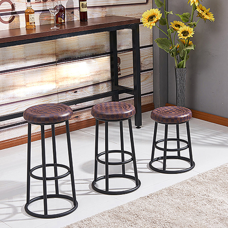 Modern Round Bar Stool Footrest Backless Counter and Bar Stool with Iron Legs Clearhalo 'Bar Furniture' 'Bar Stools' 'bar_stools' 'furn' 'furn_bar_stools' 'furniture_bar_stools' 'Kitchen & Dining Furniture' 'kitchen&dining_furn' 'kitchen' 'kitchen_furn' Furniture' 4544949