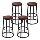 Modern Round Bar Stool Footrest Backless Counter and Bar Stool with Iron Legs Dark Wood 4 Piece Set Clearhalo 'Bar Furniture' 'Bar Stools' 'bar_stools' 'furn' 'furn_bar_stools' 'furniture_bar_stools' 'Kitchen & Dining Furniture' 'kitchen&dining_furn' 'kitchen' 'kitchen_furn' Furniture' 4544950