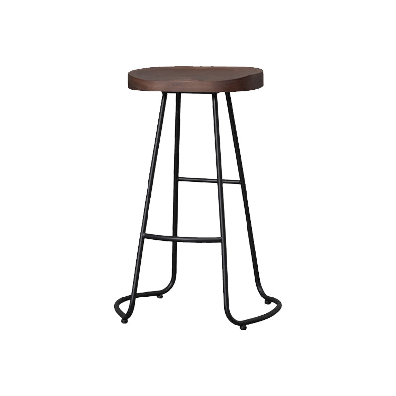 Modern Style Iron Bar Stool with Footrest Dining Room Solid Wood Bar Stool 30 Inches Black 1 Piece Clearhalo 'Bar Furniture' 'Bar Stools' 'bar_stools' 'furn' 'furn_bar_stools' 'furniture_bar_stools' 'Kitchen & Dining Furniture' 'kitchen&dining_furn' 'kitchen' 'kitchen_furn' Furniture' 4544958
