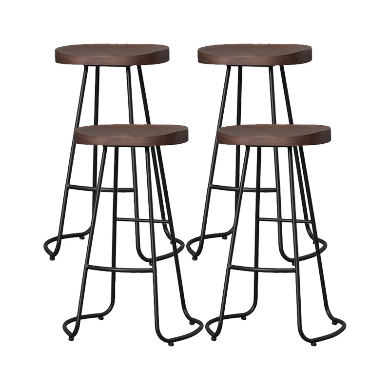 Modern Style Iron Bar Stool with Footrest Dining Room Solid Wood Bar Stool 30 Inches Black 4 Piece Set Clearhalo 'Bar Furniture' 'Bar Stools' 'bar_stools' 'furn' 'furn_bar_stools' 'furniture_bar_stools' 'Kitchen & Dining Furniture' 'kitchen&dining_furn' 'kitchen' 'kitchen_furn' Furniture' 4544961