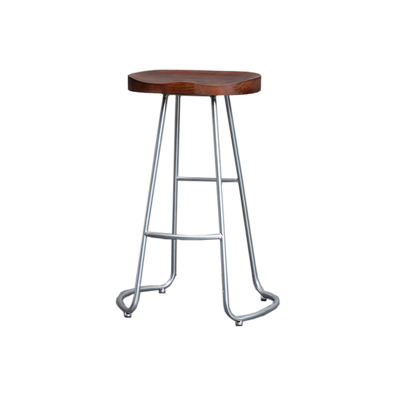 Modern Style Iron Bar Stool with Footrest Dining Room Solid Wood Bar Stool 30 Inches Clearhalo 'Bar Furniture' 'Bar Stools' 'bar_stools' 'furn' 'furn_bar_stools' 'furniture_bar_stools' 'Kitchen & Dining Furniture' 'kitchen&dining_furn' 'kitchen' 'kitchen_furn' Furniture' 4544966