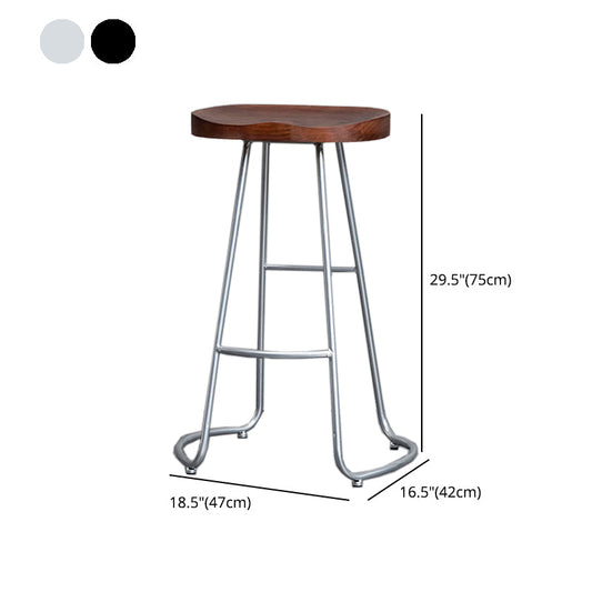 Modern Style Iron Bar Stool with Footrest Dining Room Solid Wood Bar Stool 30 Inches Clearhalo 'Bar Furniture' 'Bar Stools' 'bar_stools' 'furn' 'furn_bar_stools' 'furniture_bar_stools' 'Kitchen & Dining Furniture' 'kitchen&dining_furn' 'kitchen' 'kitchen_furn' Furniture' 4544972