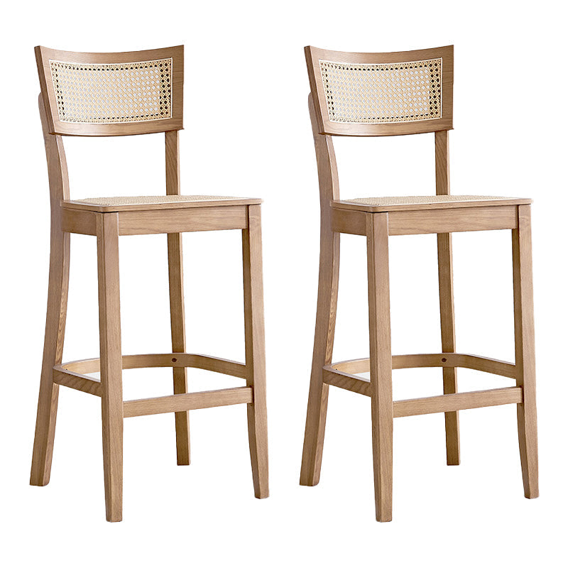 Modern Style Solid Wood Bar Stool with Footrest Low Back Bar Stool Wood 2 Piece Set Clearhalo 'Bar Furniture' 'Bar Stools' 'bar_stools' 'furn' 'furn_bar_stools' 'furniture_bar_stools' 'Kitchen & Dining Furniture' 'kitchen&dining_furn' 'kitchen' 'kitchen_furn' Furniture' 4544977