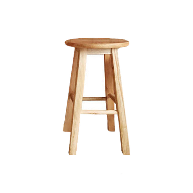 Modern Style Solid Wood Bar Stool with Footrest Milk Tea Shop Round Bar Stool 32 Inches Clearhalo 'Bar Furniture' 'Bar Stools' 'bar_stools' 'furn' 'furn_bar_stools' 'furniture_bar_stools' 'Kitchen & Dining Furniture' 'kitchen&dining_furn' 'kitchen' 'kitchen_furn' Furniture' 4544988