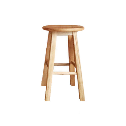 Modern Style Solid Wood Bar Stool with Footrest Milk Tea Shop Round Bar Stool 32 Inches Clearhalo 'Bar Furniture' 'Bar Stools' 'bar_stools' 'furn' 'furn_bar_stools' 'furniture_bar_stools' 'Kitchen & Dining Furniture' 'kitchen&dining_furn' 'kitchen' 'kitchen_furn' Furniture' 4544988