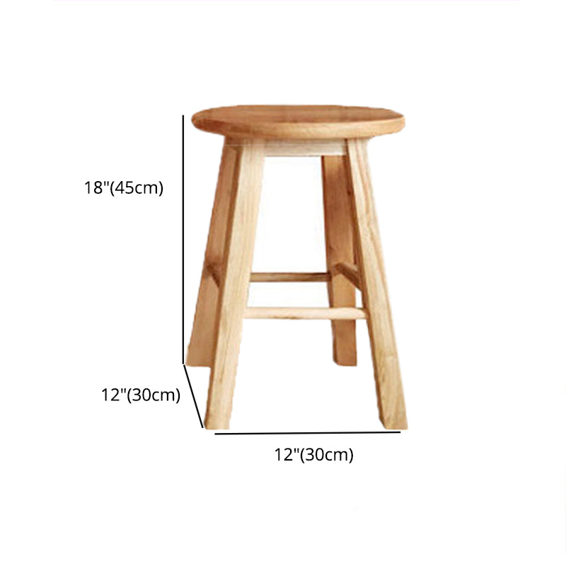 Modern Style Solid Wood Bar Stool with Footrest Milk Tea Shop Round Bar Stool 32 Inches Clearhalo 'Bar Furniture' 'Bar Stools' 'bar_stools' 'furn' 'furn_bar_stools' 'furniture_bar_stools' 'Kitchen & Dining Furniture' 'kitchen&dining_furn' 'kitchen' 'kitchen_furn' Furniture' 4544996