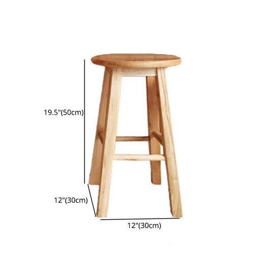 Modern Style Solid Wood Bar Stool with Footrest Milk Tea Shop Round Bar Stool 32 Inches Clearhalo 'Bar Furniture' 'Bar Stools' 'bar_stools' 'furn' 'furn_bar_stools' 'furniture_bar_stools' 'Kitchen & Dining Furniture' 'kitchen&dining_furn' 'kitchen' 'kitchen_furn' Furniture' 4544997