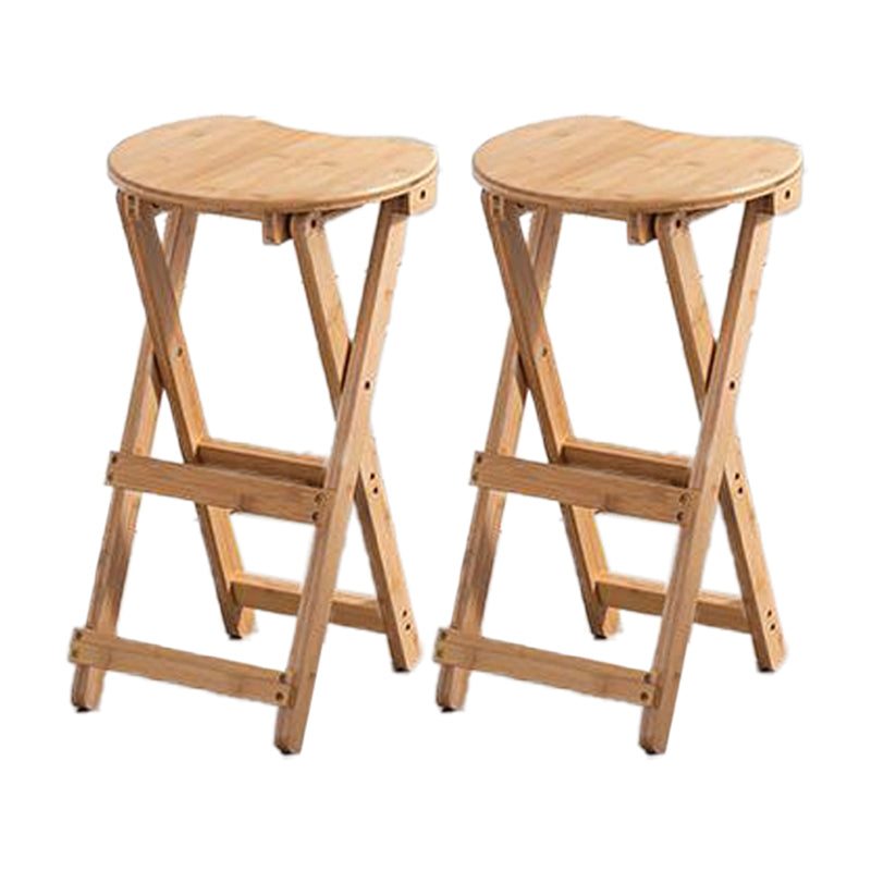 Modern Armless Foldable Counter Stool Wood Kitchen Bar Stool with Wooden Seat Natural Backless 2 Piece Set Clearhalo 'Bar Furniture' 'Bar Stools' 'bar_stools' 'furn' 'furn_bar_stools' 'furniture_bar_stools' 'Kitchen & Dining Furniture' 'kitchen&dining_furn' 'kitchen' 'kitchen_furn' Furniture' 4545181