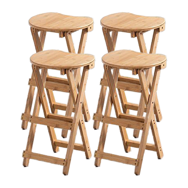 Modern Armless Foldable Counter Stool Wood Kitchen Bar Stool with Wooden Seat Natural Backless 4 Piece Set Clearhalo 'Bar Furniture' 'Bar Stools' 'bar_stools' 'furn' 'furn_bar_stools' 'furniture_bar_stools' 'Kitchen & Dining Furniture' 'kitchen&dining_furn' 'kitchen' 'kitchen_furn' Furniture' 4545182