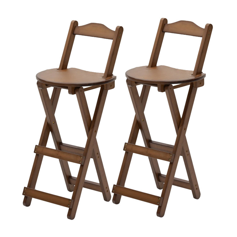 Modern Armless Foldable Counter Stool Wood Kitchen Bar Stool with Wooden Seat Brown With Back 2 Piece Set Clearhalo 'Bar Furniture' 'Bar Stools' 'bar_stools' 'furn' 'furn_bar_stools' 'furniture_bar_stools' 'Kitchen & Dining Furniture' 'kitchen&dining_furn' 'kitchen' 'kitchen_furn' Furniture' 4545192