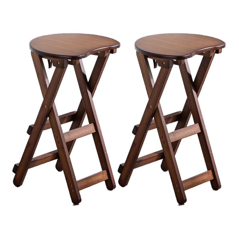 Modern Armless Foldable Counter Stool Wood Kitchen Bar Stool with Wooden Seat Brown Backless 2 Piece Set Clearhalo 'Bar Furniture' 'Bar Stools' 'bar_stools' 'furn' 'furn_bar_stools' 'furniture_bar_stools' 'Kitchen & Dining Furniture' 'kitchen&dining_furn' 'kitchen' 'kitchen_furn' Furniture' 4545199