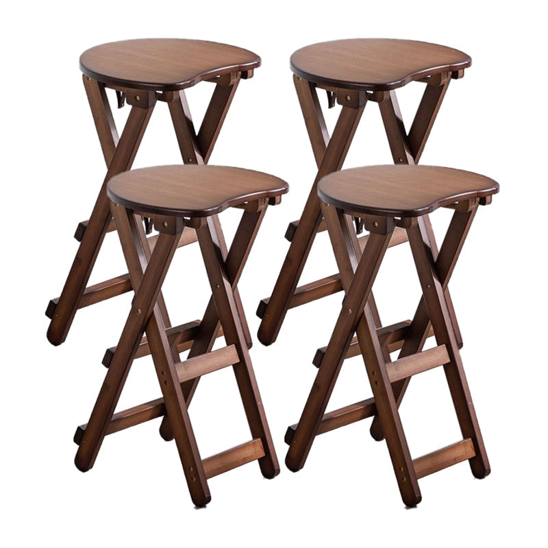 Modern Armless Foldable Counter Stool Wood Kitchen Bar Stool with Wooden Seat Brown Backless 4 Piece Set Clearhalo 'Bar Furniture' 'Bar Stools' 'bar_stools' 'furn' 'furn_bar_stools' 'furniture_bar_stools' 'Kitchen & Dining Furniture' 'kitchen&dining_furn' 'kitchen' 'kitchen_furn' Furniture' 4545200