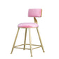 Glam Armless Backrest Counter Stool Iron Beauty Shop Bar Stool with Velvet Cushion Pink 1 Piece Short Stool(18"H) Clearhalo 'Bar Furniture' 'Bar Stools' 'bar_stools' 'furn' 'furn_bar_stools' 'furniture_bar_stools' 'Kitchen & Dining Furniture' 'kitchen&dining_furn' 'kitchen' 'kitchen_furn' Furniture' 4545205