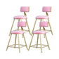 Glam Armless Backrest Counter Stool Iron Beauty Shop Bar Stool with Velvet Cushion Pink 4 Piece Set Short Stool(18"H) Clearhalo 'Bar Furniture' 'Bar Stools' 'bar_stools' 'furn' 'furn_bar_stools' 'furniture_bar_stools' 'Kitchen & Dining Furniture' 'kitchen&dining_furn' 'kitchen' 'kitchen_furn' Furniture' 4545208