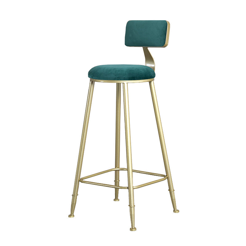 Glam Armless Backrest Counter Stool Iron Beauty Shop Bar Stool with Velvet Cushion Clearhalo 'Bar Furniture' 'Bar Stools' 'bar_stools' 'furn' 'furn_bar_stools' 'furniture_bar_stools' 'Kitchen & Dining Furniture' 'kitchen&dining_furn' 'kitchen' 'kitchen_furn' Furniture' 4545213