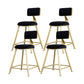 Glam Armless Backrest Counter Stool Iron Beauty Shop Bar Stool with Velvet Cushion Black 4 Piece Set Short Stool(18"H) Clearhalo 'Bar Furniture' 'Bar Stools' 'bar_stools' 'furn' 'furn_bar_stools' 'furniture_bar_stools' 'Kitchen & Dining Furniture' 'kitchen&dining_furn' 'kitchen' 'kitchen_furn' Furniture' 4545215