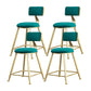 Glam Armless Backrest Counter Stool Iron Beauty Shop Bar Stool with Velvet Cushion Green 4 Piece Set Short Stool(18"H) Clearhalo 'Bar Furniture' 'Bar Stools' 'bar_stools' 'furn' 'furn_bar_stools' 'furniture_bar_stools' 'Kitchen & Dining Furniture' 'kitchen&dining_furn' 'kitchen' 'kitchen_furn' Furniture' 4545221