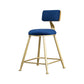 Glam Armless Backrest Counter Stool Iron Beauty Shop Bar Stool with Velvet Cushion Blue 1 Piece Short Stool(18"H) Clearhalo 'Bar Furniture' 'Bar Stools' 'bar_stools' 'furn' 'furn_bar_stools' 'furniture_bar_stools' 'Kitchen & Dining Furniture' 'kitchen&dining_furn' 'kitchen' 'kitchen_furn' Furniture' 4545222