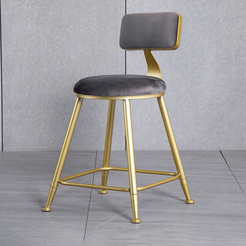 Glam Armless Backrest Counter Stool Iron Beauty Shop Bar Stool with Velvet Cushion Clearhalo 'Bar Furniture' 'Bar Stools' 'bar_stools' 'furn' 'furn_bar_stools' 'furniture_bar_stools' 'Kitchen & Dining Furniture' 'kitchen&dining_furn' 'kitchen' 'kitchen_furn' Furniture' 4545224
