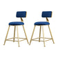 Glam Armless Backrest Counter Stool Iron Beauty Shop Bar Stool with Velvet Cushion Blue 2 Piece Set Short Stool(18"H) Clearhalo 'Bar Furniture' 'Bar Stools' 'bar_stools' 'furn' 'furn_bar_stools' 'furniture_bar_stools' 'Kitchen & Dining Furniture' 'kitchen&dining_furn' 'kitchen' 'kitchen_furn' Furniture' 4545225