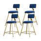 Glam Armless Backrest Counter Stool Iron Beauty Shop Bar Stool with Velvet Cushion Blue 4 Piece Set Short Stool(18"H) Clearhalo 'Bar Furniture' 'Bar Stools' 'bar_stools' 'furn' 'furn_bar_stools' 'furniture_bar_stools' 'Kitchen & Dining Furniture' 'kitchen&dining_furn' 'kitchen' 'kitchen_furn' Furniture' 4545226