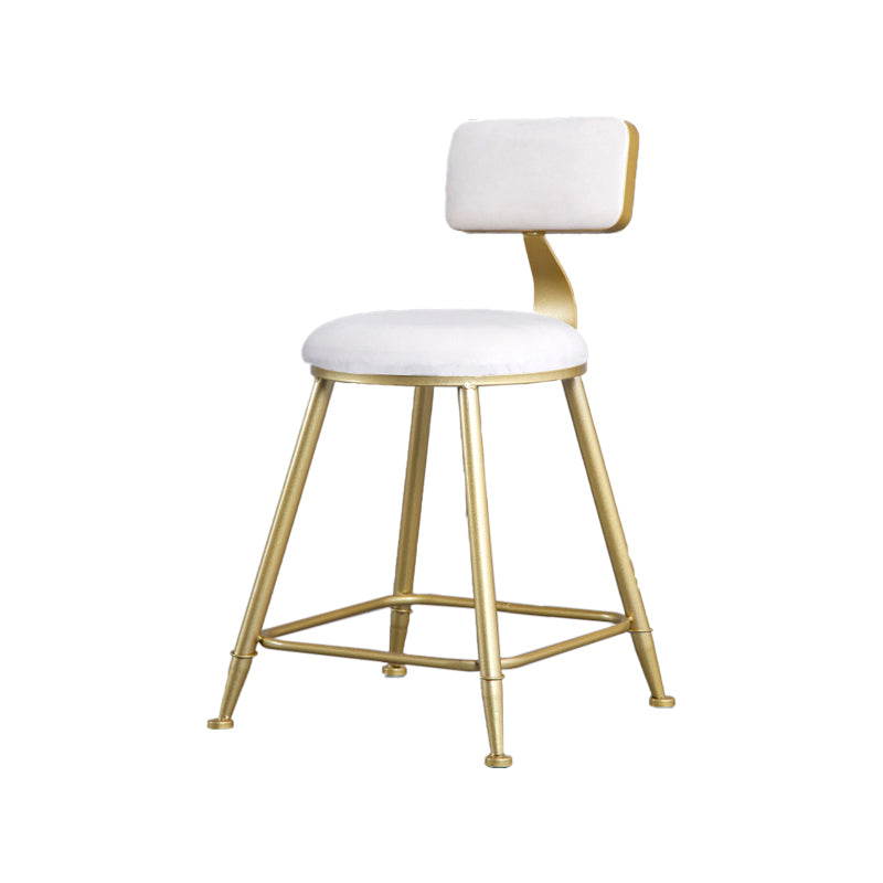 Glam Armless Backrest Counter Stool Iron Beauty Shop Bar Stool with Velvet Cushion White 1 Piece Short Stool(18"H) Clearhalo 'Bar Furniture' 'Bar Stools' 'bar_stools' 'furn' 'furn_bar_stools' 'furniture_bar_stools' 'Kitchen & Dining Furniture' 'kitchen&dining_furn' 'kitchen' 'kitchen_furn' Furniture' 4545227
