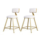 Glam Armless Backrest Counter Stool Iron Beauty Shop Bar Stool with Velvet Cushion White 2 Piece Set Short Stool(18"H) Clearhalo 'Bar Furniture' 'Bar Stools' 'bar_stools' 'furn' 'furn_bar_stools' 'furniture_bar_stools' 'Kitchen & Dining Furniture' 'kitchen&dining_furn' 'kitchen' 'kitchen_furn' Furniture' 4545228