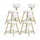 Glam Armless Backrest Counter Stool Iron Beauty Shop Bar Stool with Velvet Cushion White 4 Piece Set Short Stool(18"H) Clearhalo 'Bar Furniture' 'Bar Stools' 'bar_stools' 'furn' 'furn_bar_stools' 'furniture_bar_stools' 'Kitchen & Dining Furniture' 'kitchen&dining_furn' 'kitchen' 'kitchen_furn' Furniture' 4545229
