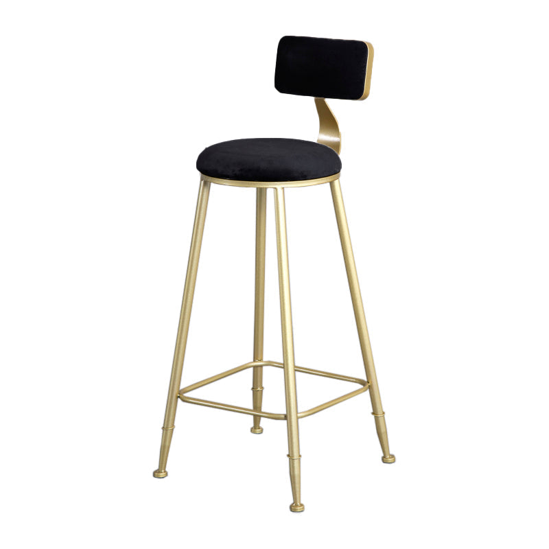 Glam Armless Backrest Counter Stool Iron Beauty Shop Bar Stool with Velvet Cushion Black 1 Piece Clearhalo 'Bar Furniture' 'Bar Stools' 'bar_stools' 'furn' 'furn_bar_stools' 'furniture_bar_stools' 'Kitchen & Dining Furniture' 'kitchen&dining_furn' 'kitchen' 'kitchen_furn' Furniture' 4545233