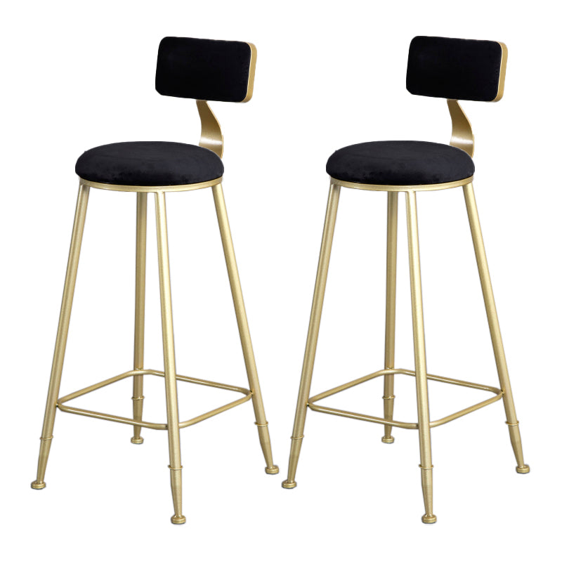 Glam Armless Backrest Counter Stool Iron Beauty Shop Bar Stool with Velvet Cushion Black 2 Piece Set Clearhalo 'Bar Furniture' 'Bar Stools' 'bar_stools' 'furn' 'furn_bar_stools' 'furniture_bar_stools' 'Kitchen & Dining Furniture' 'kitchen&dining_furn' 'kitchen' 'kitchen_furn' Furniture' 4545234