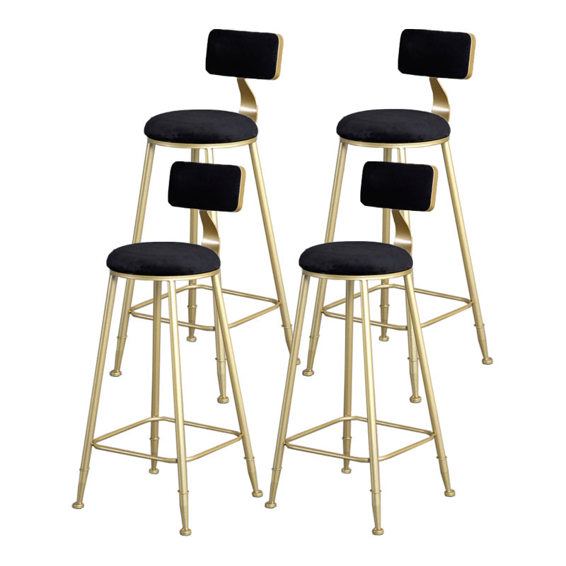 Glam Armless Backrest Counter Stool Iron Beauty Shop Bar Stool with Velvet Cushion Black 4 Piece Set Clearhalo 'Bar Furniture' 'Bar Stools' 'bar_stools' 'furn' 'furn_bar_stools' 'furniture_bar_stools' 'Kitchen & Dining Furniture' 'kitchen&dining_furn' 'kitchen' 'kitchen_furn' Furniture' 4545235