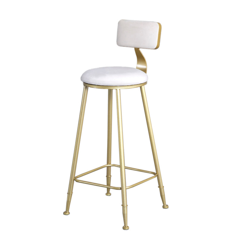 Glam Armless Backrest Counter Stool Iron Beauty Shop Bar Stool with Velvet Cushion White 1 Piece Clearhalo 'Bar Furniture' 'Bar Stools' 'bar_stools' 'furn' 'furn_bar_stools' 'furniture_bar_stools' 'Kitchen & Dining Furniture' 'kitchen&dining_furn' 'kitchen' 'kitchen_furn' Furniture' 4545239