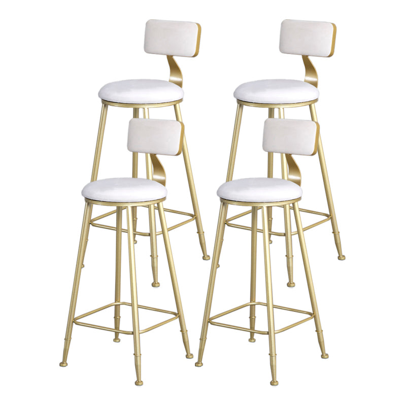 Glam Armless Backrest Counter Stool Iron Beauty Shop Bar Stool with Velvet Cushion White 4 Piece Set Clearhalo 'Bar Furniture' 'Bar Stools' 'bar_stools' 'furn' 'furn_bar_stools' 'furniture_bar_stools' 'Kitchen & Dining Furniture' 'kitchen&dining_furn' 'kitchen' 'kitchen_furn' Furniture' 4545241