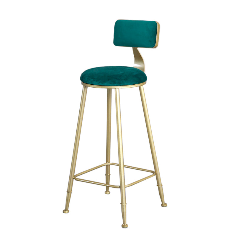 Glam Armless Backrest Counter Stool Iron Beauty Shop Bar Stool with Velvet Cushion Green 1 Piece Clearhalo 'Bar Furniture' 'Bar Stools' 'bar_stools' 'furn' 'furn_bar_stools' 'furniture_bar_stools' 'Kitchen & Dining Furniture' 'kitchen&dining_furn' 'kitchen' 'kitchen_furn' Furniture' 4545242