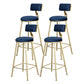 Glam Armless Backrest Counter Stool Iron Beauty Shop Bar Stool with Velvet Cushion Blue 4 Piece Set Clearhalo 'Bar Furniture' 'Bar Stools' 'bar_stools' 'furn' 'furn_bar_stools' 'furniture_bar_stools' 'Kitchen & Dining Furniture' 'kitchen&dining_furn' 'kitchen' 'kitchen_furn' Furniture' 4545247