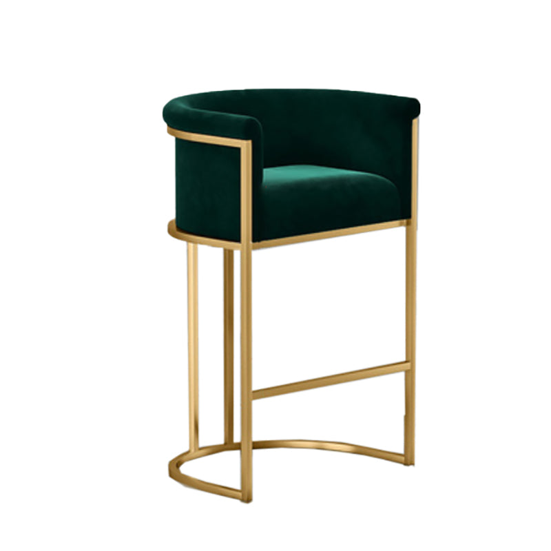 Glam Armrest Backrest Counter Stool Iron Cafe Bar Stool with Velvet Cushion and Pedal Green 1 Piece Clearhalo 'Bar Furniture' 'Bar Stools' 'bar_stools' 'furn' 'furn_bar_stools' 'furniture_bar_stools' 'Kitchen & Dining Furniture' 'kitchen&dining_furn' 'kitchen' 'kitchen_furn' Furniture' 4545260
