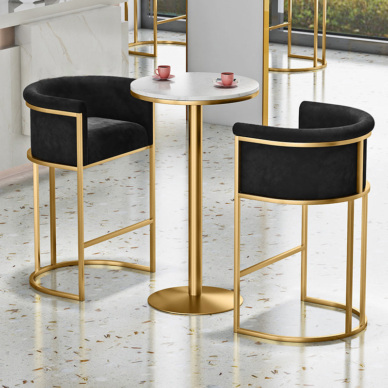 Glam Armrest Backrest Counter Stool Iron Cafe Bar Stool with Velvet Cushion and Pedal Clearhalo 'Bar Furniture' 'Bar Stools' 'bar_stools' 'furn' 'furn_bar_stools' 'furniture_bar_stools' 'Kitchen & Dining Furniture' 'kitchen&dining_furn' 'kitchen' 'kitchen_furn' Furniture' 4545261