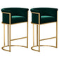 Glam Armrest Backrest Counter Stool Iron Cafe Bar Stool with Velvet Cushion and Pedal Green 2 Piece Set Clearhalo 'Bar Furniture' 'Bar Stools' 'bar_stools' 'furn' 'furn_bar_stools' 'furniture_bar_stools' 'Kitchen & Dining Furniture' 'kitchen&dining_furn' 'kitchen' 'kitchen_furn' Furniture' 4545263