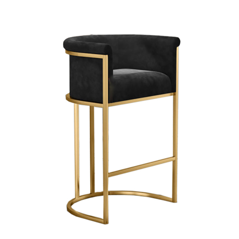 Glam Armrest Backrest Counter Stool Iron Cafe Bar Stool with Velvet Cushion and Pedal Black 1 Piece Clearhalo 'Bar Furniture' 'Bar Stools' 'bar_stools' 'furn' 'furn_bar_stools' 'furniture_bar_stools' 'Kitchen & Dining Furniture' 'kitchen&dining_furn' 'kitchen' 'kitchen_furn' Furniture' 4545267