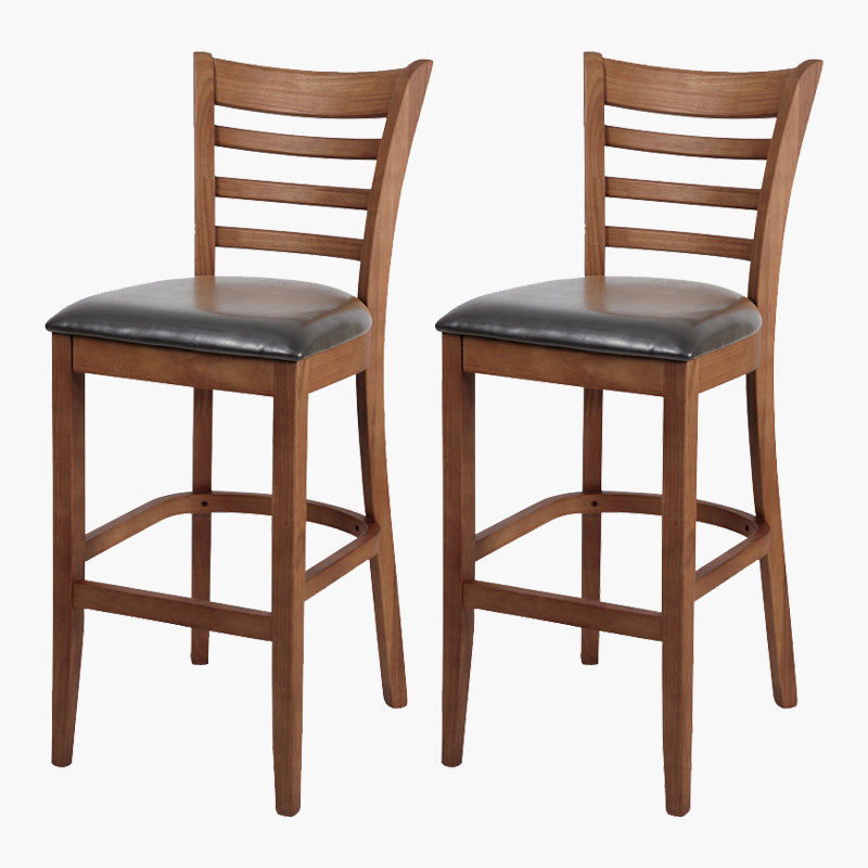 Modern Style Solid Wood Bar Stool with Footrest Bar Lounge Bar Stool 30 Inches Walnut Blue 2 Piece Set Clearhalo 'Bar Furniture' 'Bar Stools' 'bar_stools' 'furn' 'furn_bar_stools' 'furniture_bar_stools' 'Kitchen & Dining Furniture' 'kitchen&dining_furn' 'kitchen' 'kitchen_furn' Furniture' 4545318