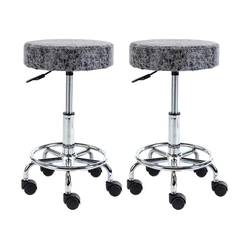 Modern Liftable Rotatable Counter Stool Steel Cashier Bar Stool with Cushion Gray-White 2 Piece Set Clearhalo 'Bar Furniture' 'Bar Stools' 'bar_stools' 'furn' 'furn_bar_stools' 'furniture_bar_stools' 'Kitchen & Dining Furniture' 'kitchen&dining_furn' 'kitchen' 'kitchen_furn' Furniture' 4545345