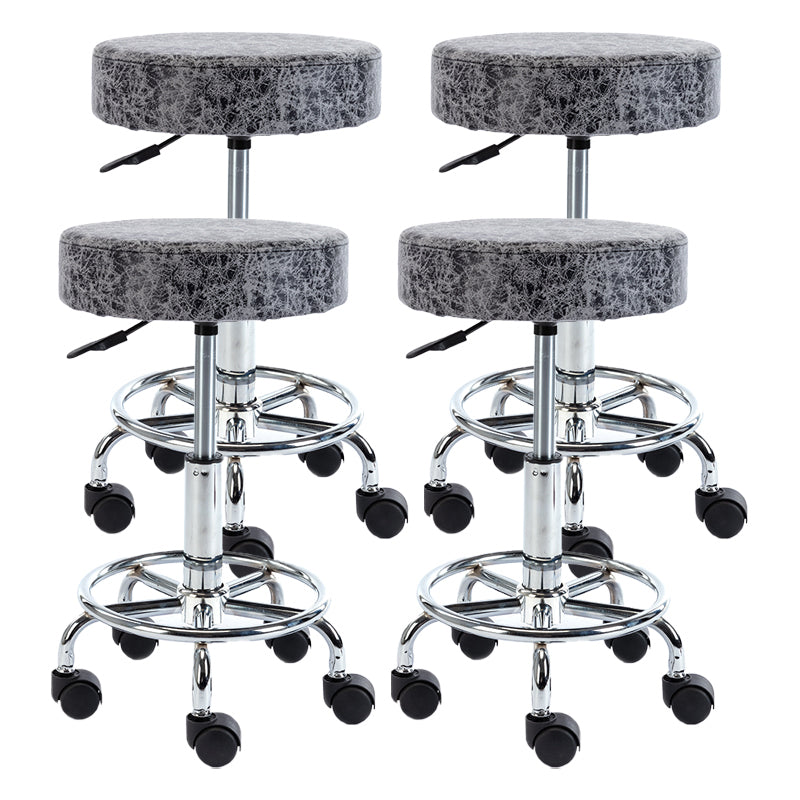 Modern Liftable Rotatable Counter Stool Steel Cashier Bar Stool with Cushion Gray-White 4 Piece Set Clearhalo 'Bar Furniture' 'Bar Stools' 'bar_stools' 'furn' 'furn_bar_stools' 'furniture_bar_stools' 'Kitchen & Dining Furniture' 'kitchen&dining_furn' 'kitchen' 'kitchen_furn' Furniture' 4545346